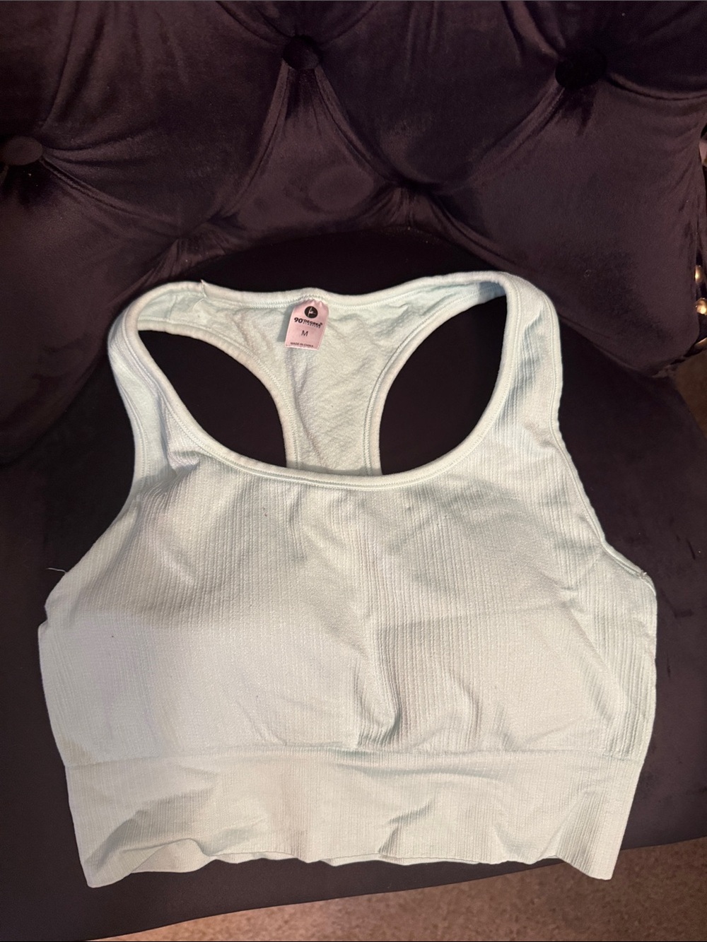 90 Degrees Ribbed Mint Racerback Sports Bra with  Padding